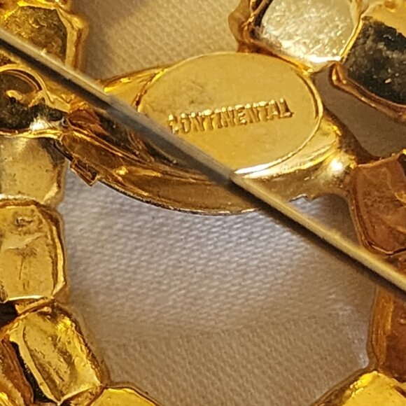 Vintage Jewelry Ladies Set Continental Amber Oval & Clear stones  , clip-on ear - Picture 4 of 4